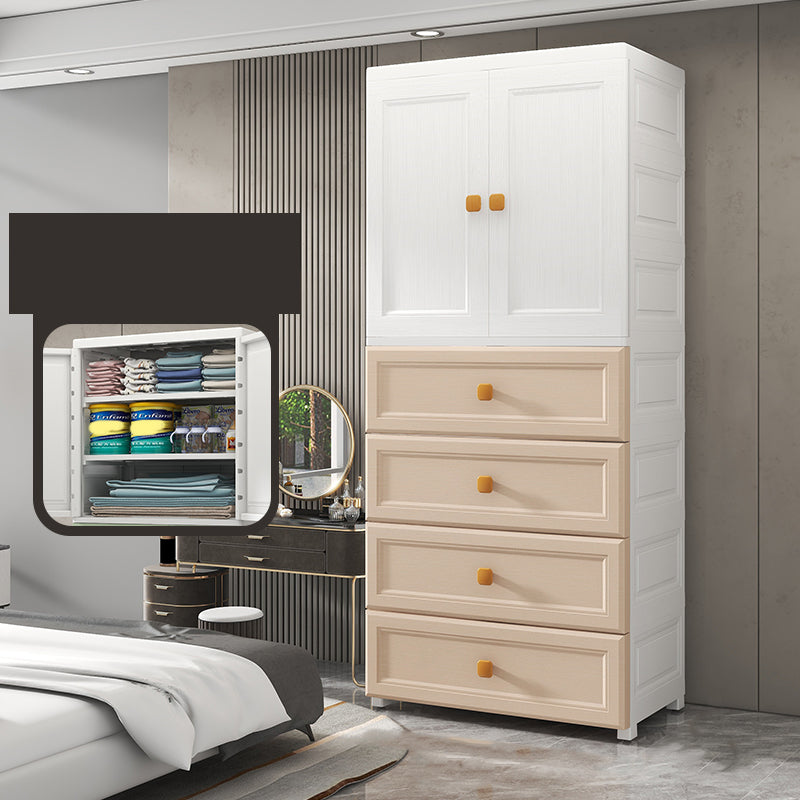 Plastic Freestanding Wardrobe Armoire Multifunctional Wardrobe with Lower Storage Drawers