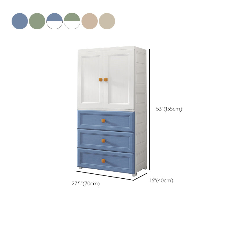 Plastic Freestanding Wardrobe Armoire Multifunctional Wardrobe with Lower Storage Drawers