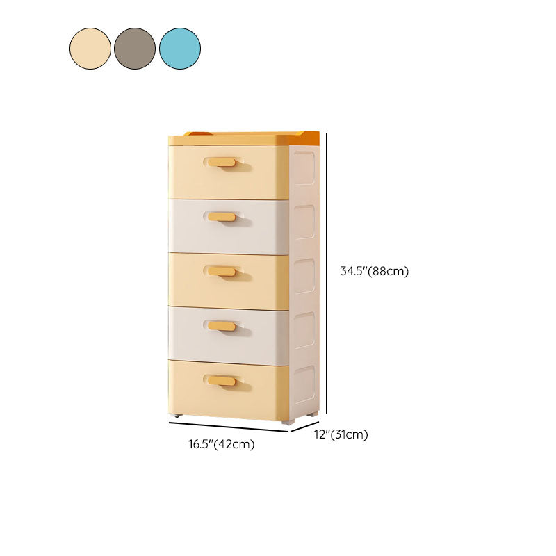 Contemporary Youth Armoire Plastic 5-drawer Wardrobe Armoire