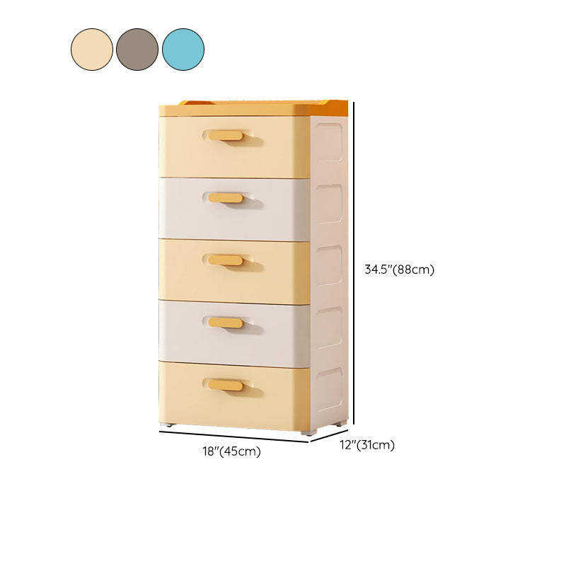 Contemporary Youth Armoire Plastic 5-drawer Wardrobe Armoire