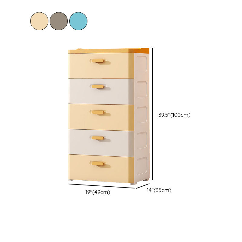 Contemporary Youth Armoire Plastic 5-drawer Wardrobe Armoire