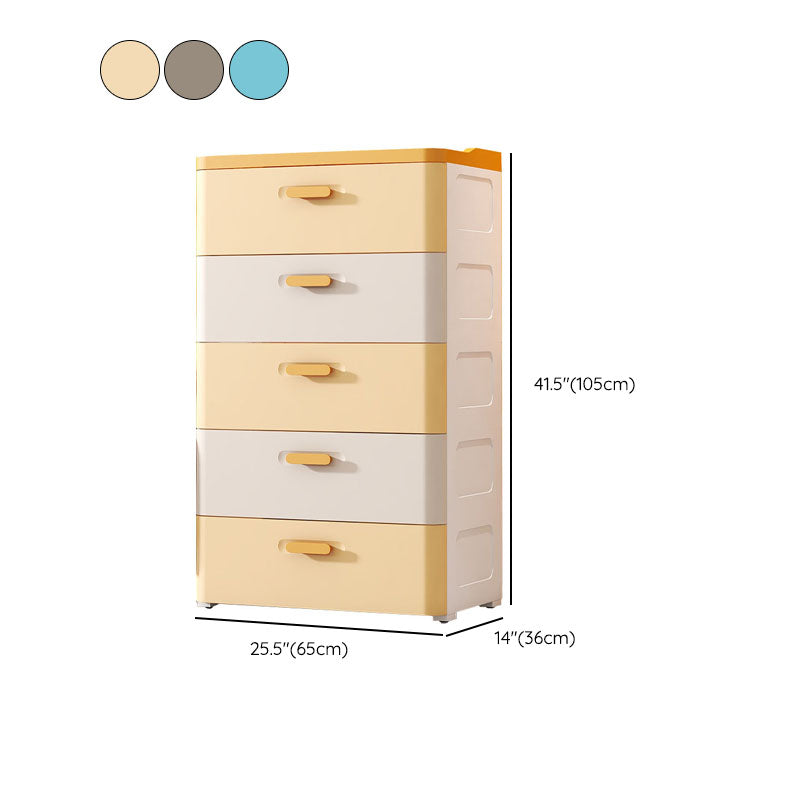 Contemporary Youth Armoire Plastic 5-drawer Wardrobe Armoire