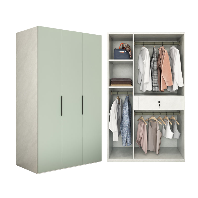 Manufactured Wooden Kids Closet Green Colour Wardrobe Closet with Drawers