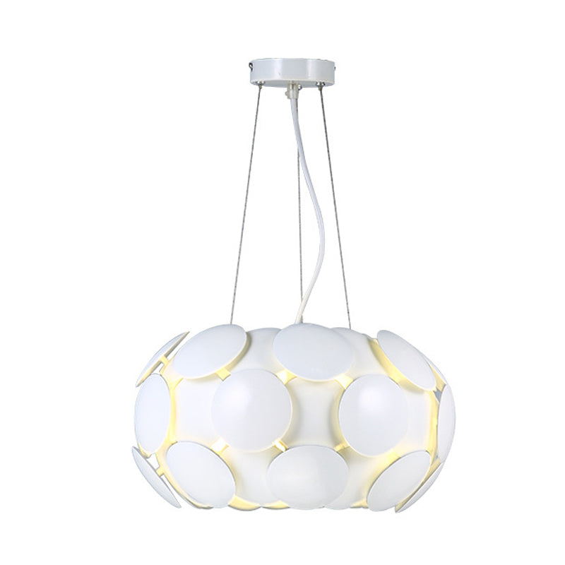 Modern Circle Panel Pendant Chandelier Acrylic 3-Light Restaurant Ceiling Suspension Lamp in White with Drum Design