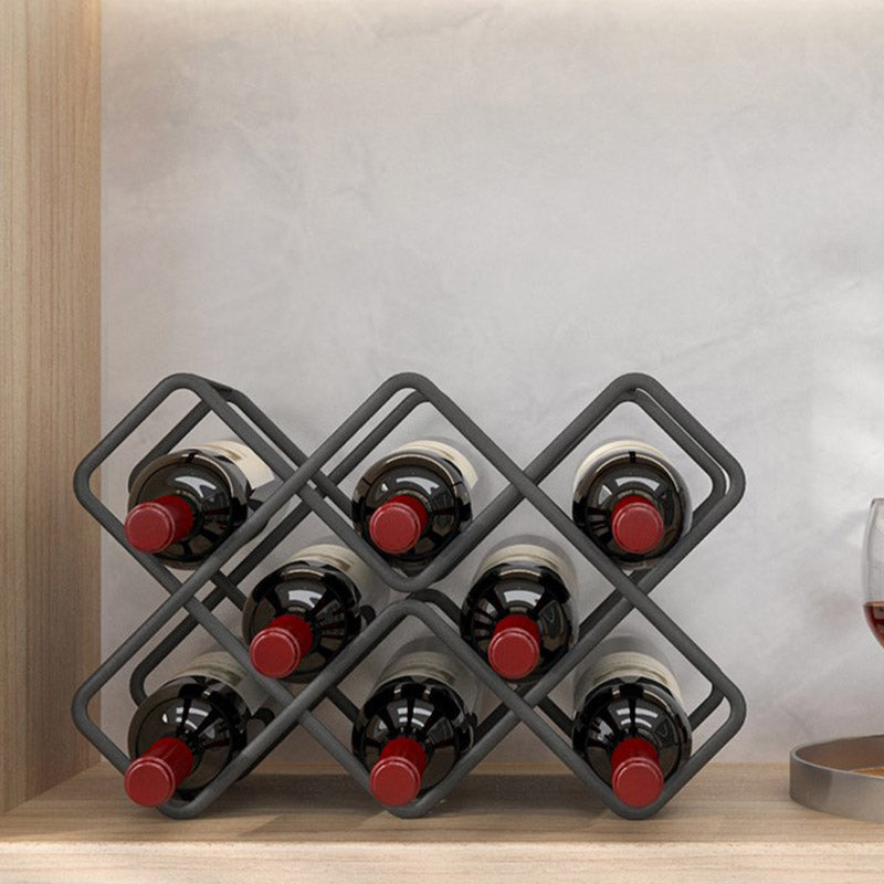 Modern Simple Tabletop Wine Rack Metal Frame Wine Bottle Rack for Kitchen