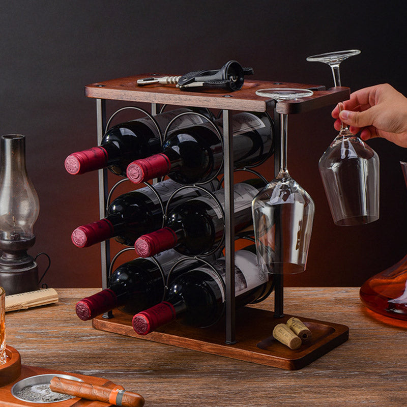 Modern Simple Tabletop Wine Rack Wooden Base Wine Bottle Rack for Bedroom