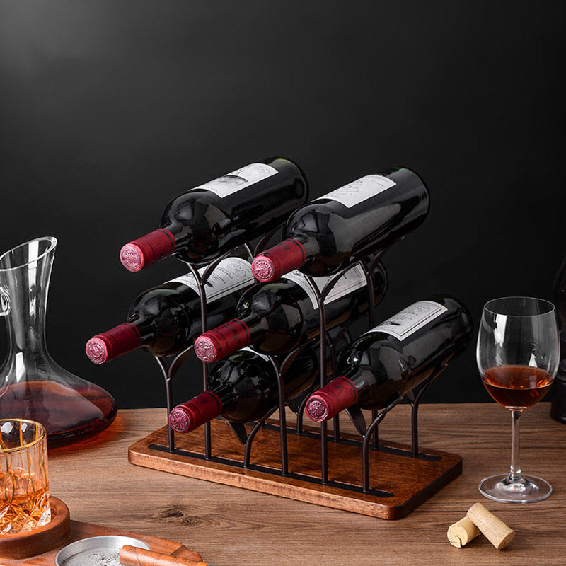 Modern Tabletop Wine Rack Wooden Base Wine Bottle Rack for Kitchen