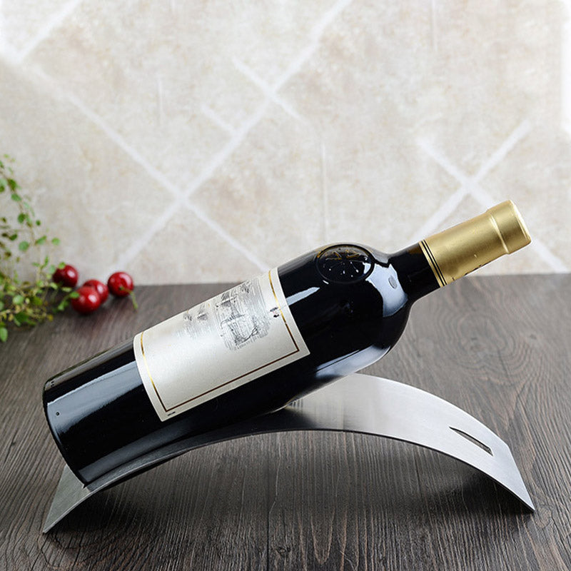 Countertop Wine Rack Metal Silvery Wine Bottle Rack for Living Room