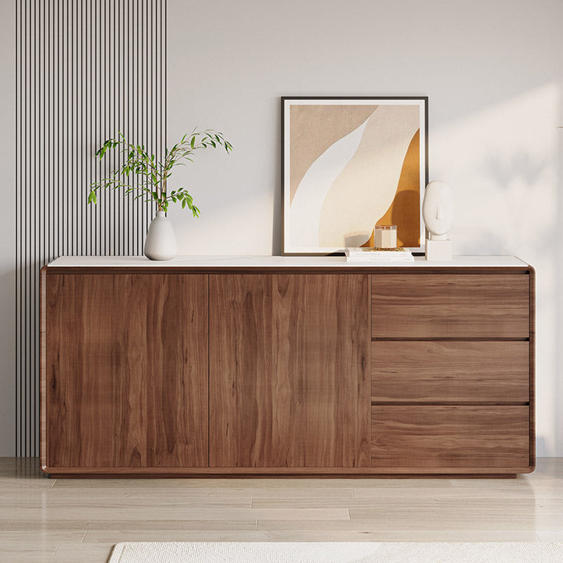 Stone Credenza Modern Style Side Board with Drawers and Cabinets