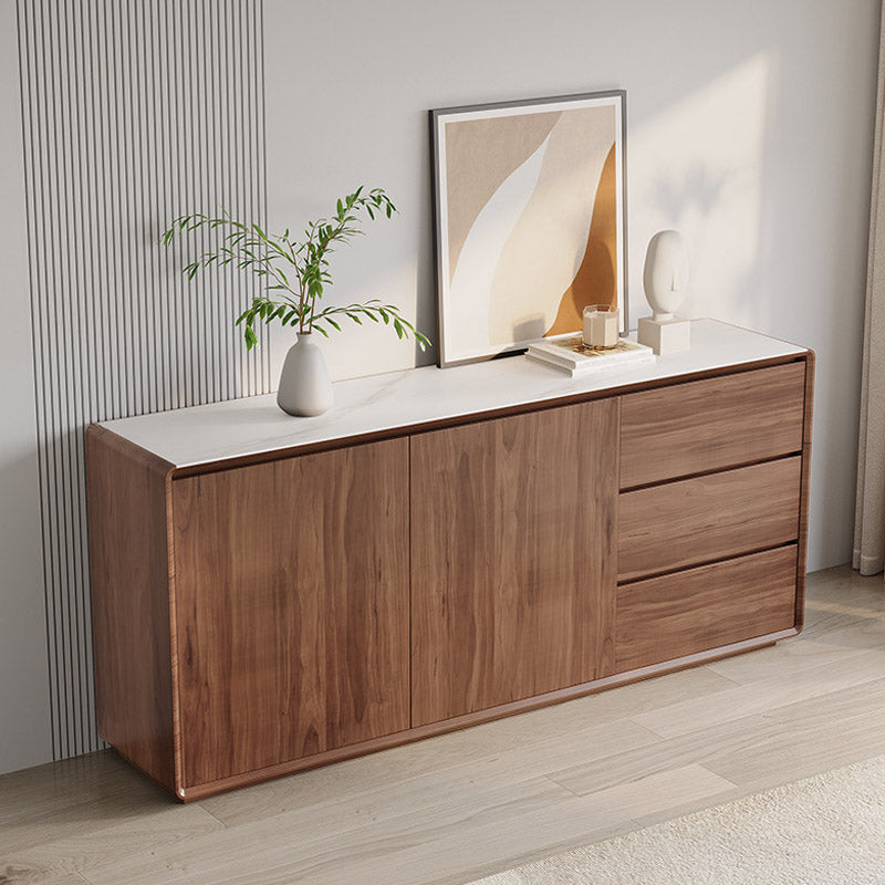 Stone Credenza Modern Style Side Board with Drawers and Cabinets