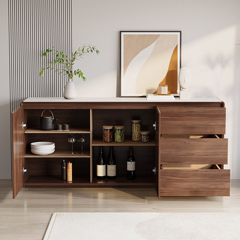 Stone Credenza Modern Style Side Board with Drawers and Cabinets