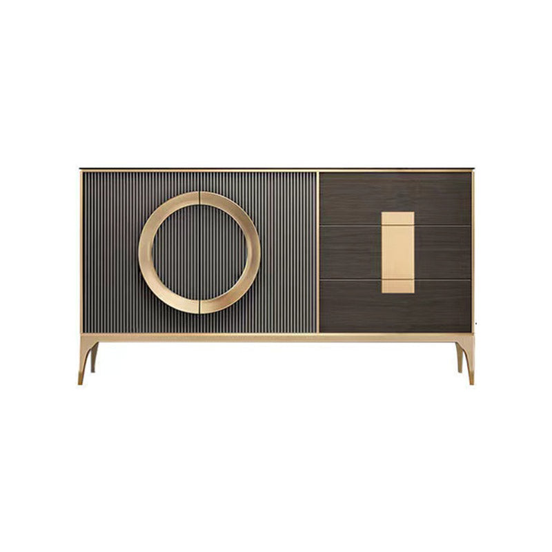 Contemporary Side Board Adjustable Shelving Credenza with Drawers and Cabinets