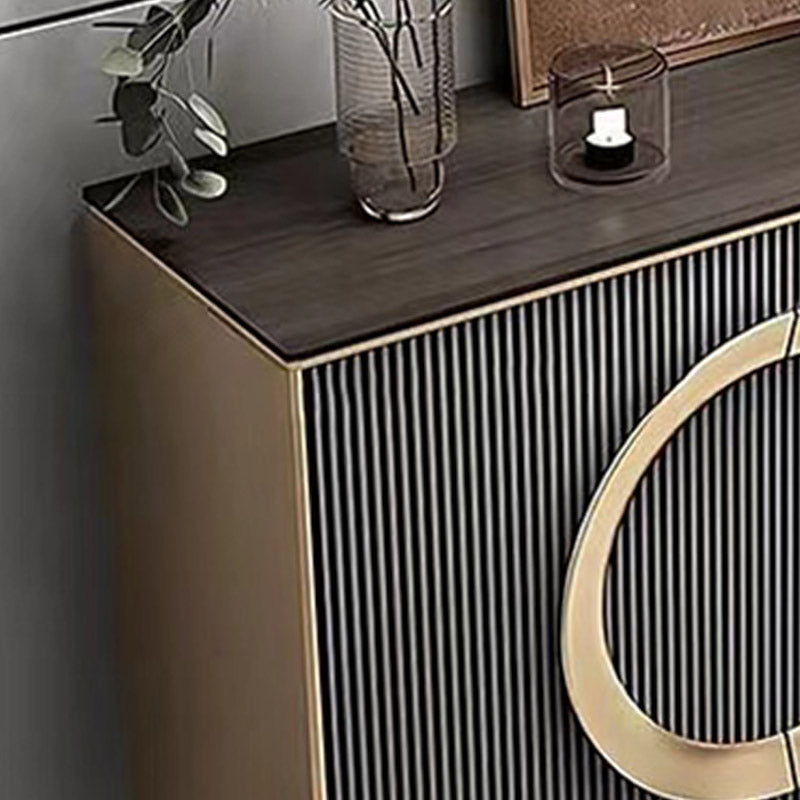 Contemporary Side Board Adjustable Shelving Credenza with Drawers and Cabinets