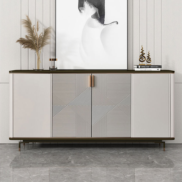 Glam Style Buffet Sideboard Stone Sideboard Buffet with Cabinets