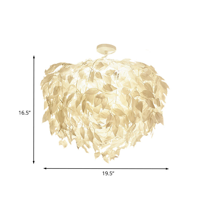 Luce modernista a monte semifulò in tessuto a sfioramento della foglia a foglia lampada da soffitto per camera da letto