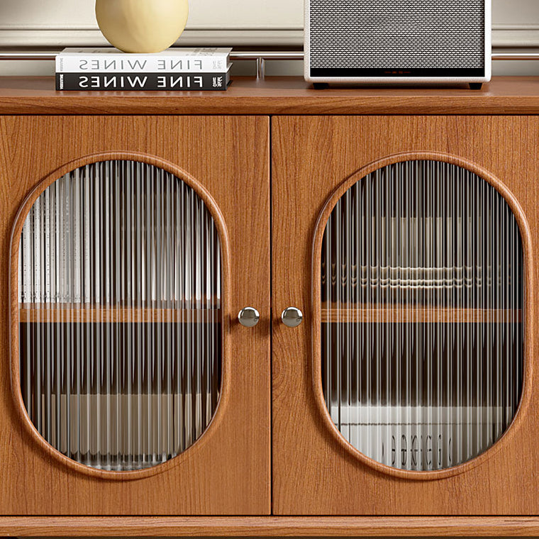 Modern Style Sideboard Wood Glass Doors Side Board with Drawers and Cabinets