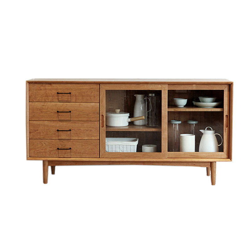 Solid Wood Buffet Contemporary Style Sideboard Table with Cabinets and Drawers