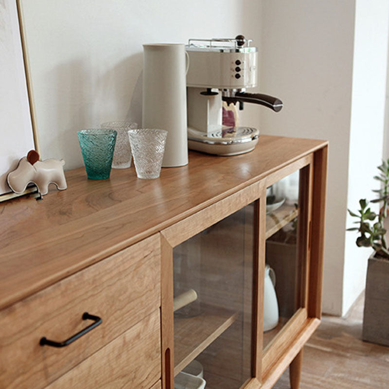 Solid Wood Buffet Contemporary Style Sideboard Table with Cabinets and Drawers