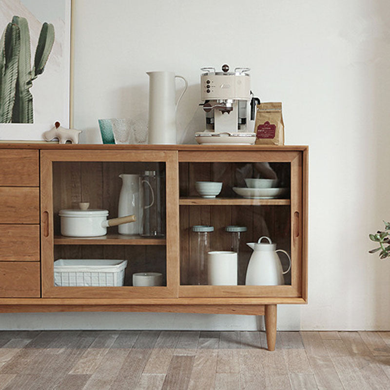 Solid Wood Buffet Contemporary Style Sideboard Table with Cabinets and Drawers