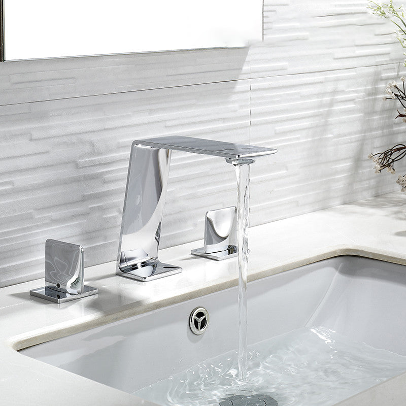 Modern Square Brass Bathroom Sink Faucet with 2-Handle Sink Faucet