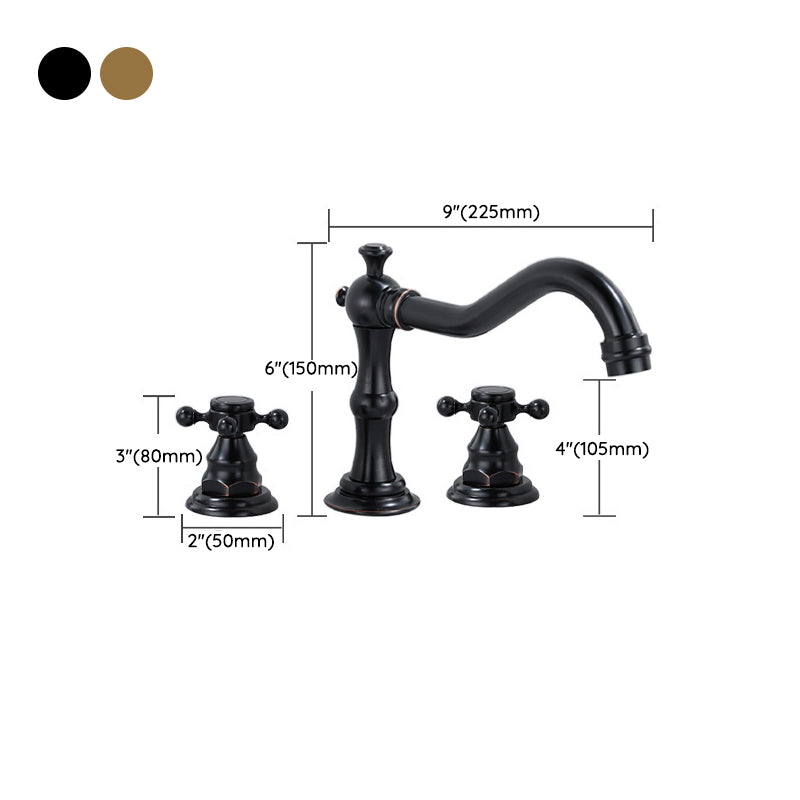 European Style Widespread Basin Faucet Brass 2 Handle Bathroom Vessel Faucet with Hoses