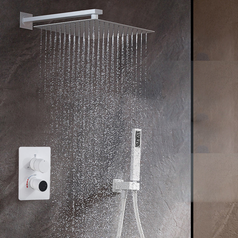 Modern Pressure Balanced Shower Faucet Square Constant Temperature Shower System on Wall