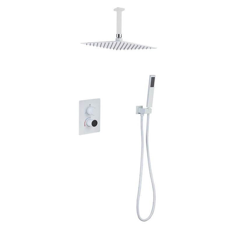 Modern Pressure Balanced Shower Faucet Square Constant Temperature Shower System on Wall