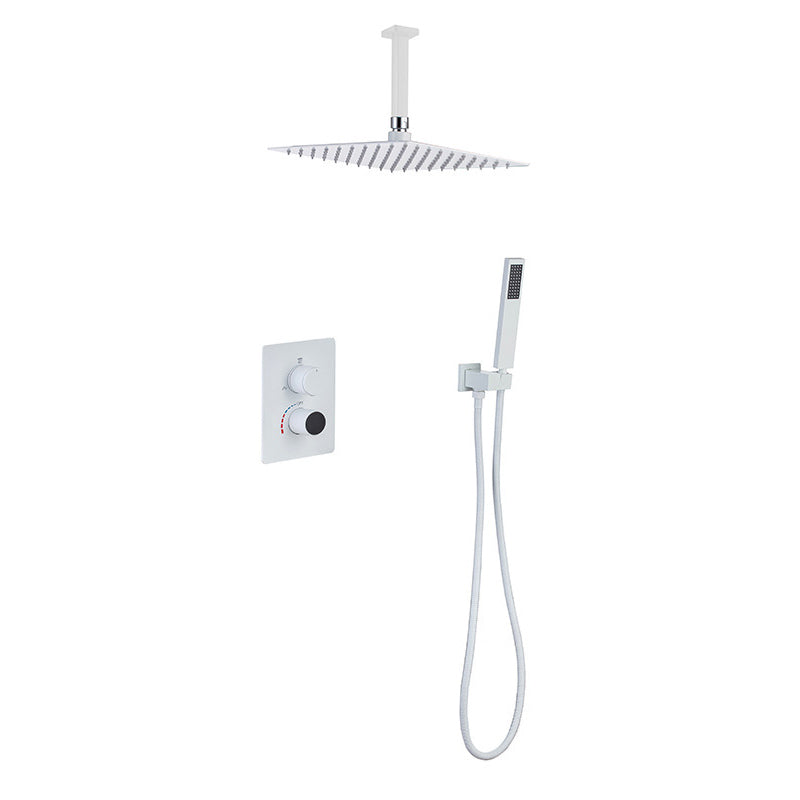 Modern Pressure Balanced Shower Faucet Square Constant Temperature Shower System on Wall