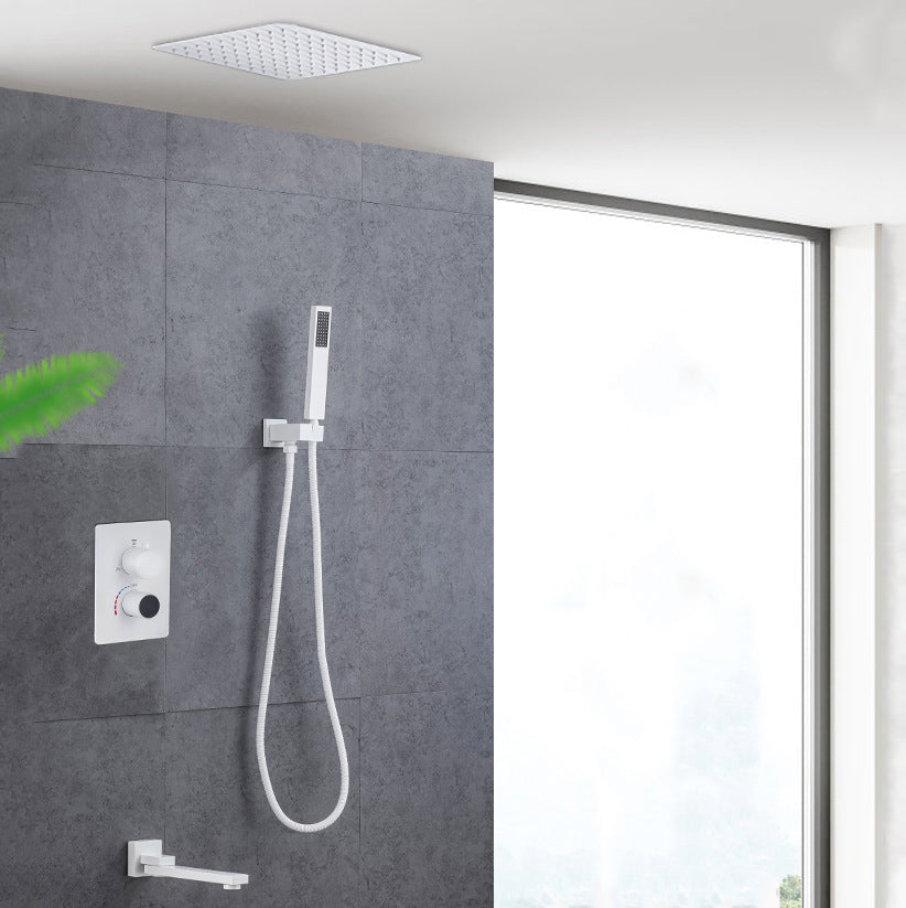 Modern Pressure Balanced Shower Faucet Square Constant Temperature Shower System on Wall