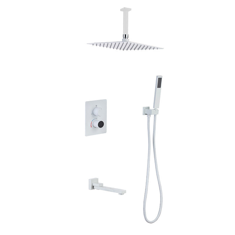 Modern Pressure Balanced Shower Faucet Square Constant Temperature Shower System on Wall