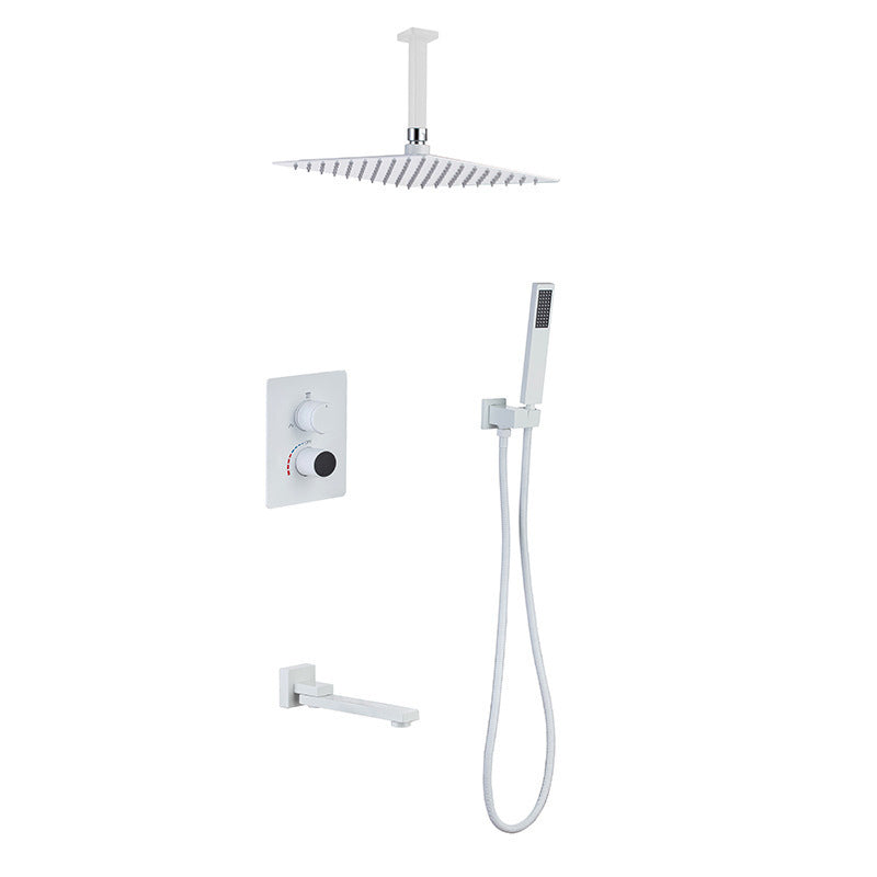 Modern Pressure Balanced Shower Faucet Square Constant Temperature Shower System on Wall