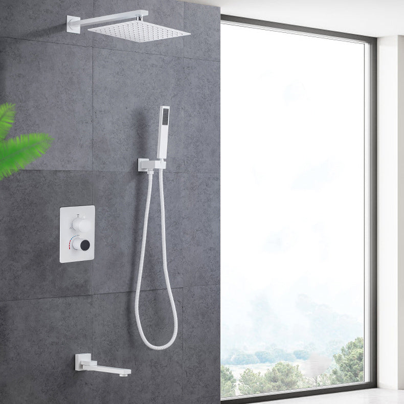 Modern Pressure Balanced Shower Faucet Square Constant Temperature Shower System on Wall