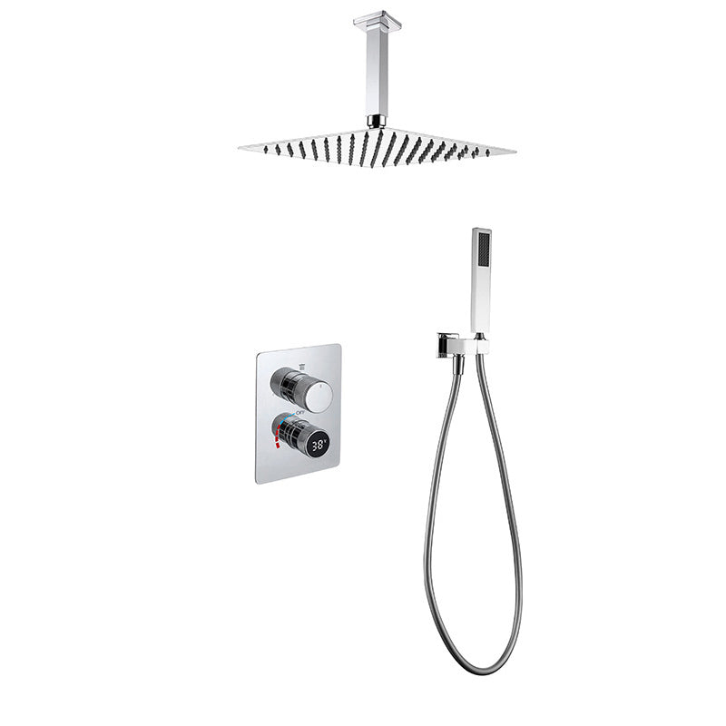 Modern Pressure Balanced Shower Faucet Square Constant Temperature Shower System on Wall