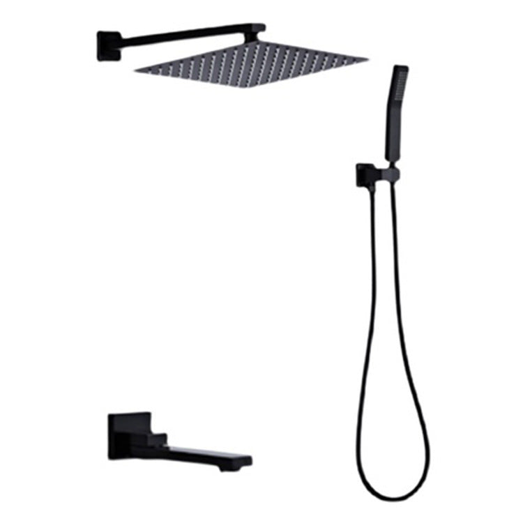 Modern Square Swivel Shower Metal Shower Head Shower Faucet On Wall in Black