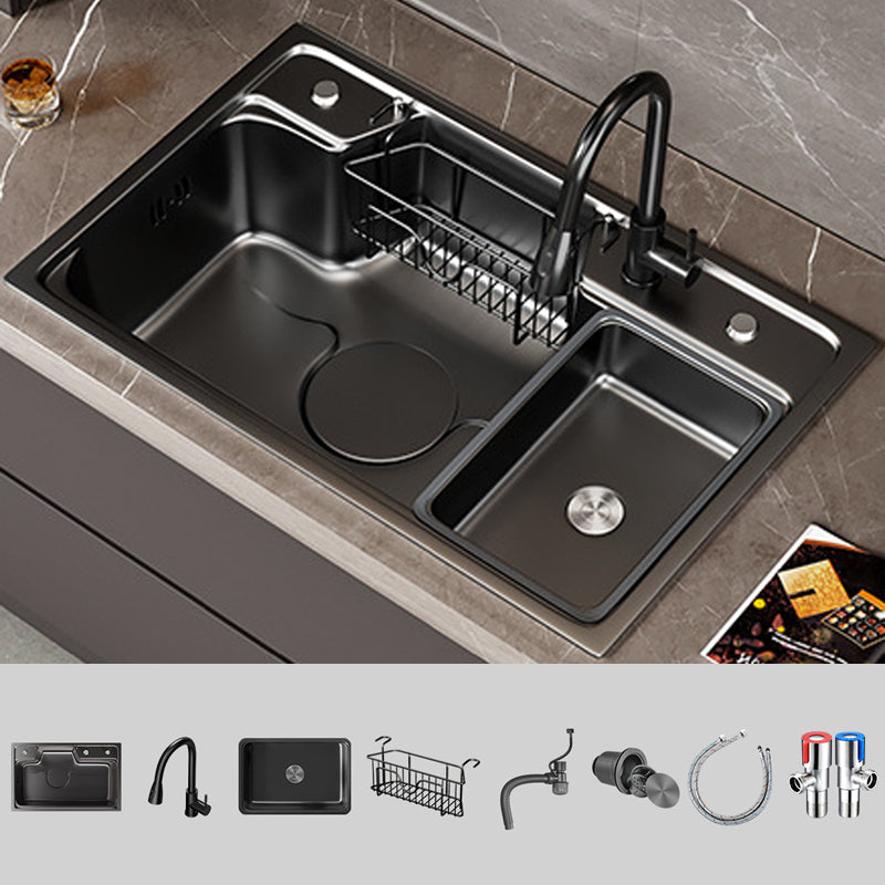 Classic Black Sink Stainless Steel Workstation Sink with Faucet