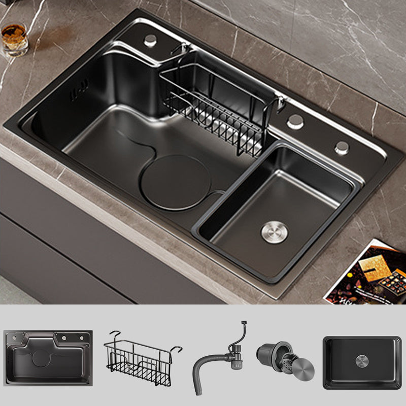 Classic Black Sink Stainless Steel Workstation Sink with Faucet