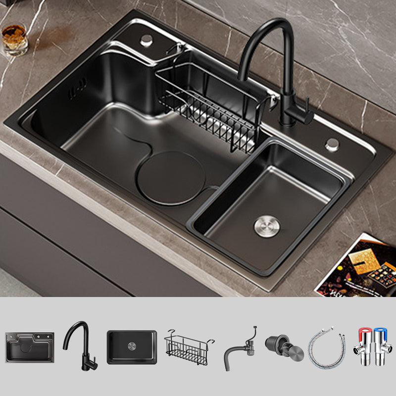 Classic Black Sink Stainless Steel Workstation Sink with Faucet