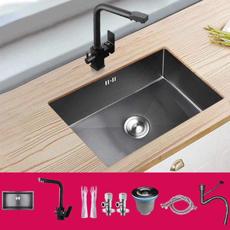 Classic Kitchen Sink Stainless Steel Black Workstation Sink with Faucet