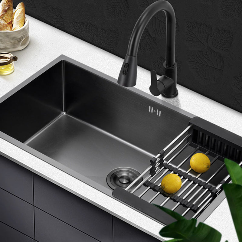 Classic Kitchen Sink Stainless Steel Black Workstation Sink with Faucet