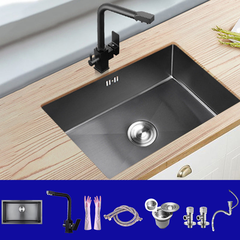 Classic Kitchen Sink Stainless Steel Black Workstation Sink with Faucet