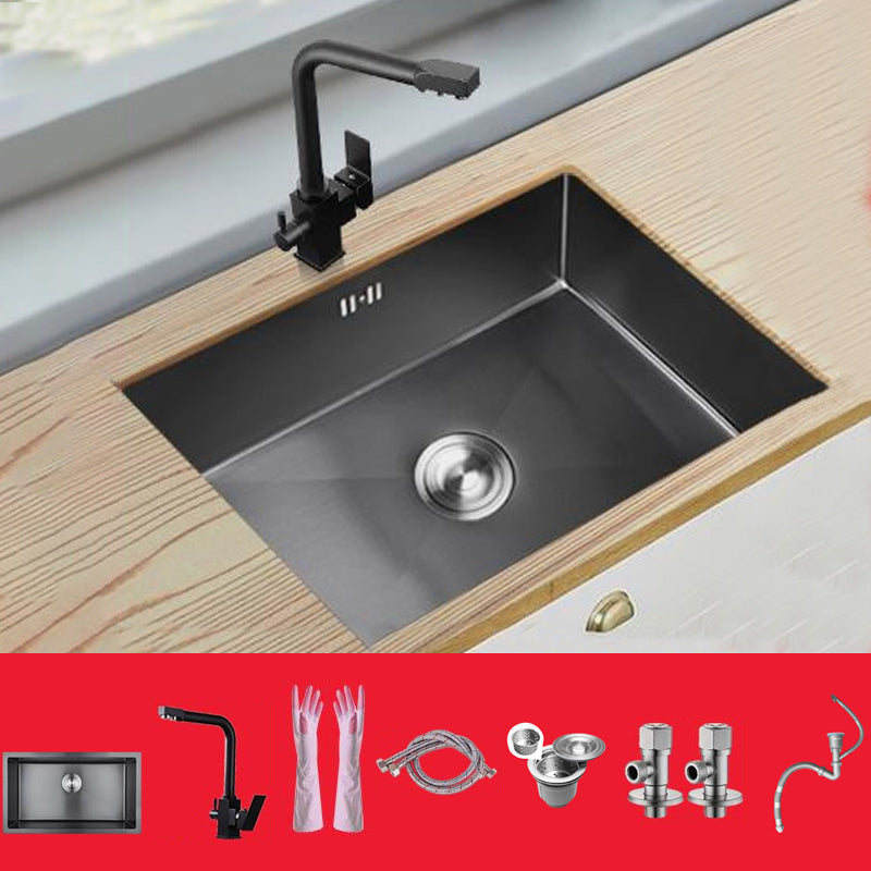 Classic Kitchen Sink Stainless Steel Black Workstation Sink with Faucet