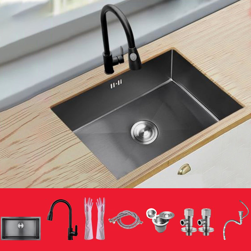 Classic Kitchen Sink Stainless Steel Black Workstation Sink with Faucet