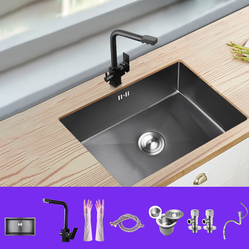 Classic Kitchen Sink Stainless Steel Black Workstation Sink with Faucet