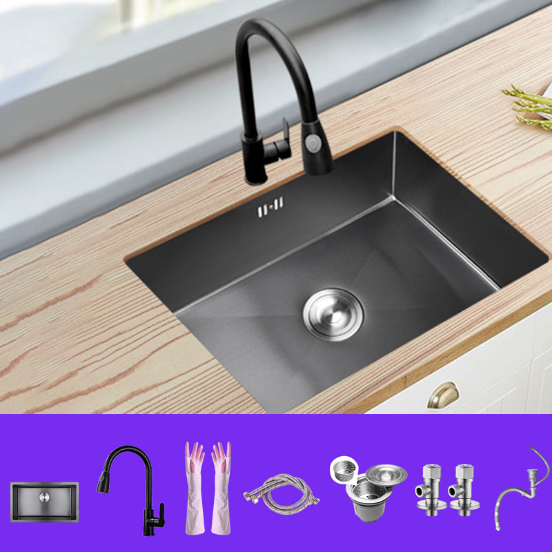 Classic Kitchen Sink Stainless Steel Black Workstation Sink with Faucet