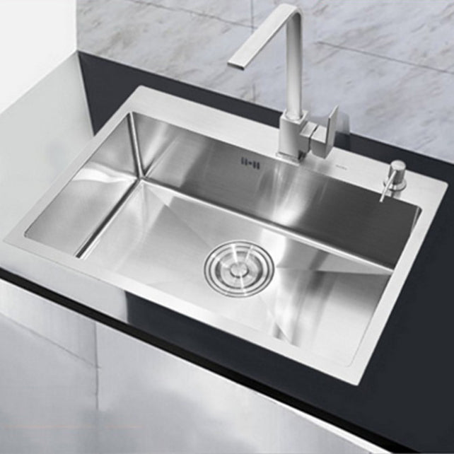 Classic Single Basin Sink Stainless Steel Kitchen Sink with Faucet and Soap Dispenser