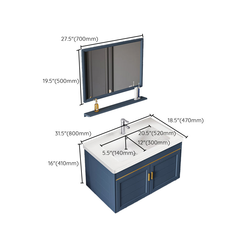 Bathroom Vanity Set Ceramic Sink Drawer Mirror Vanity with Faucet