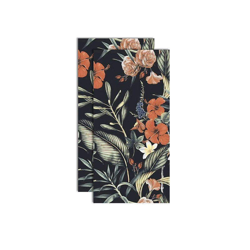 Straight Edge Wall Tile Flower Pattern Rectangle Wall Tile for Living Room