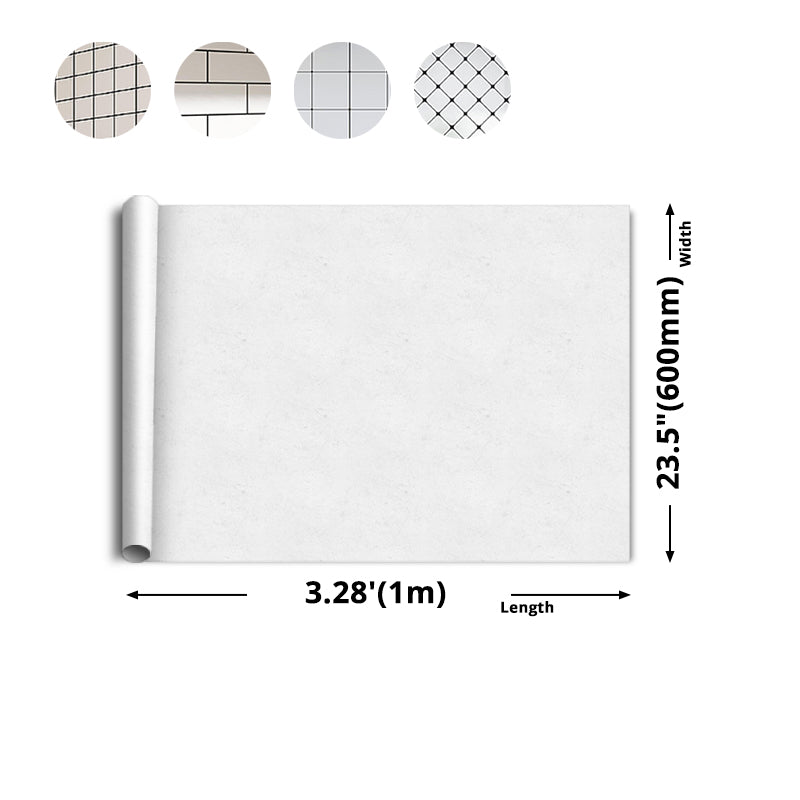 White Peel & Stick Tile Plastic Grid Wallpaper for Kitchen and Bathroom Backsplash