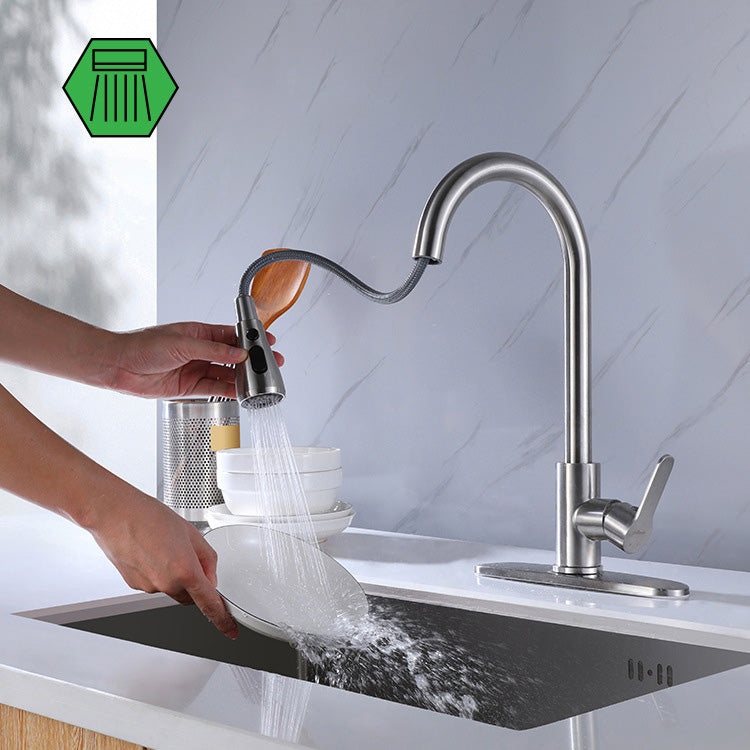 Kitchen Faucet Smoked Pull Rod Handle Cold and Hot Controlled Kitchen Faucet