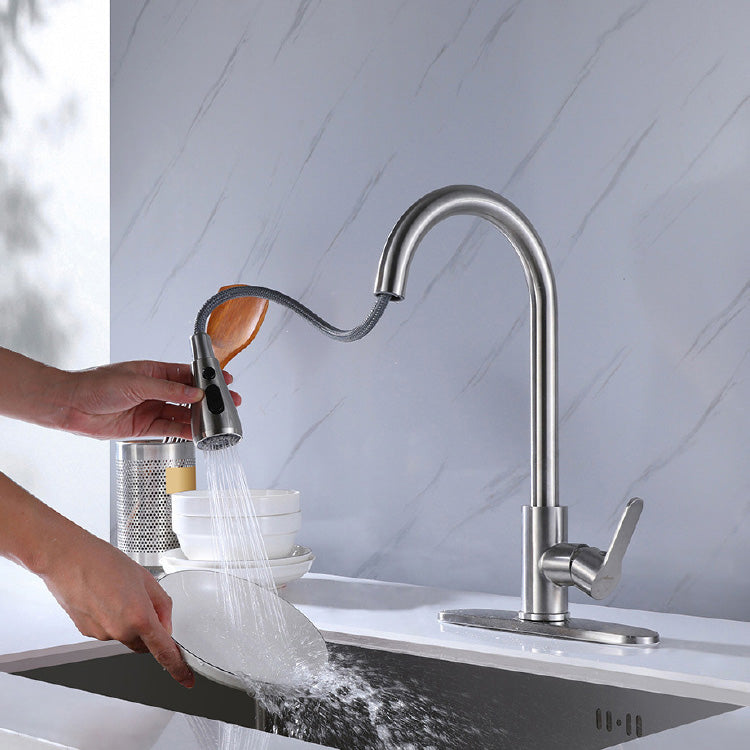 Kitchen Faucet Smoked Pull Rod Handle Cold and Hot Controlled Kitchen Faucet